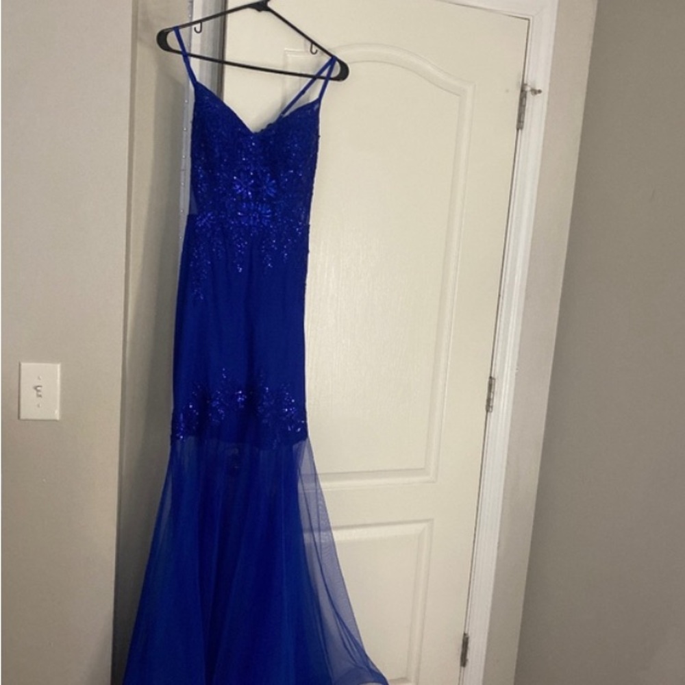 Elegant Blue Sequin Gown